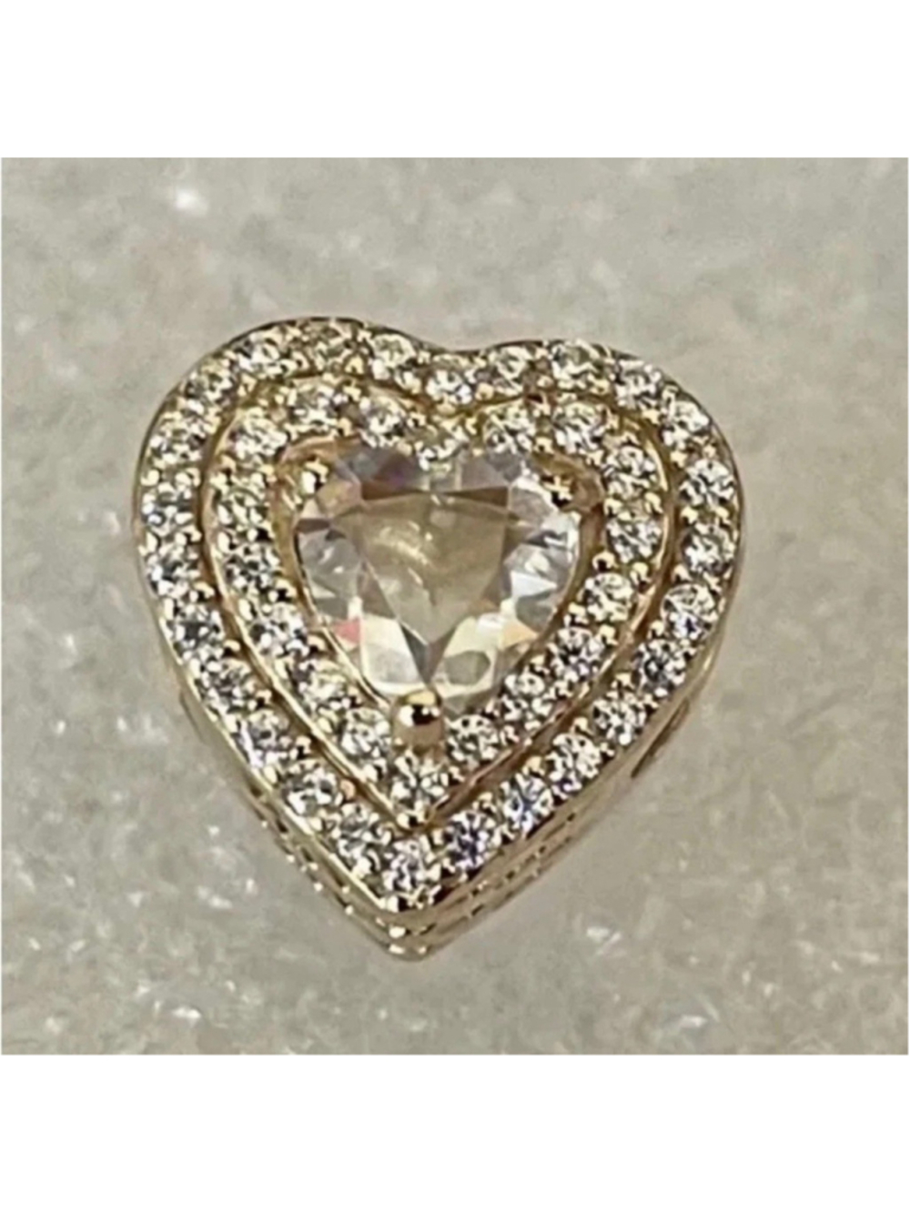 Pandora 14k Yellow Gold Sparkling Leveled Hearts Charm